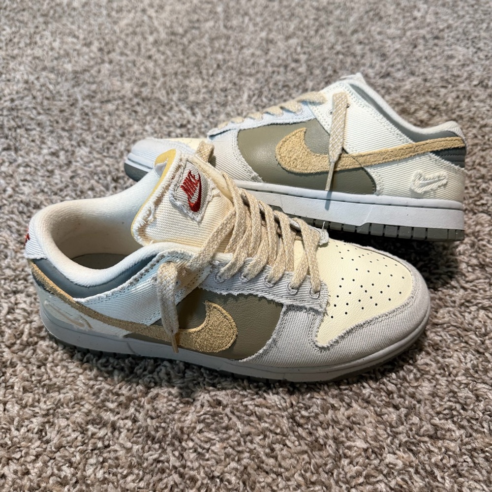 Nike Dunk Low in Cream and Green - Women’s (Light Bone / Dark Stucco)
